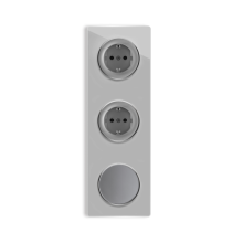 2х Schuko-Steckdose + Lichtschalter einfach + Glas-Abdeckrahmen 3fach senktrecht - grau
