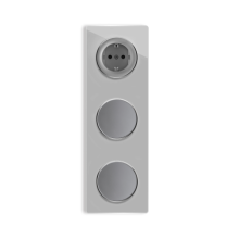 Schuko-Steckdose + 2x Lichtschalter einfach + Glas-Abdeckrahmen 3fach senktrecht - grau