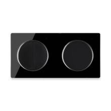Serienschalter 2fach, Lichtschalter mit Glas-Abdeckrahmen 2fach, waagerecht - schwarz