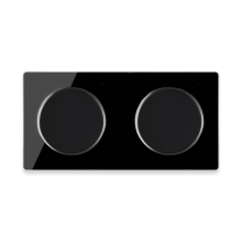 2x Lichtschalter mit Glas-Abdeckrahmen 2fach, waagerecht - schwarz