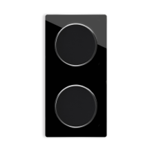 2x Lichtschalter mit Glas-Abdeckrahmen 2fach senkrecht - schwarz