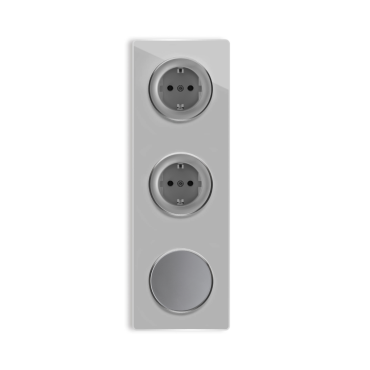 2х Schuko-Steckdose + Lichtschalter einfach + Glas-Abdeckrahmen 3fach senktrecht - grau
