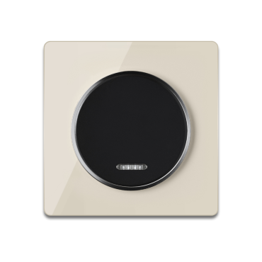 Kontrollschalter 1fach schwarz mit Glas-Abdeckrahmen beige 