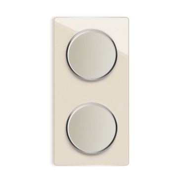 2x Lichtschalter mit Glas-Abdeckrahmen 2fach senkrecht - beige