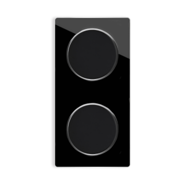 2x Lichtschalter mit Glas-Abdeckrahmen 2fach senkrecht - schwarz