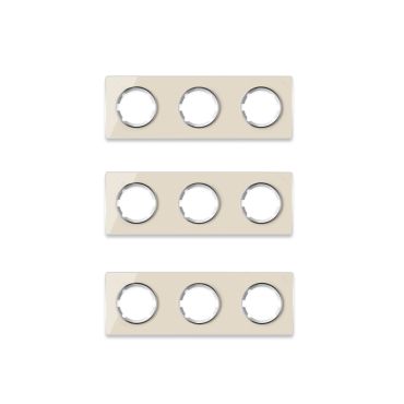 3х Garda Glas- Abdeckrahmen Set: Abdeckrahmen 3fach, waagerecht - beige
